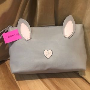 Betsey Johnson bunny cosmetic bag NWT unattached